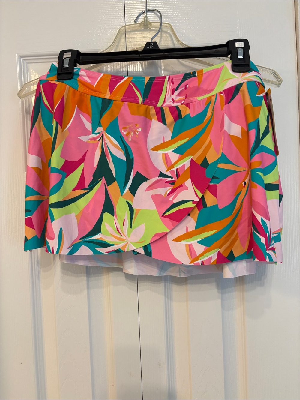 600 Anne Cole Multicolor Tropical Print Skirt - Pink, Teal, Lime, Orange